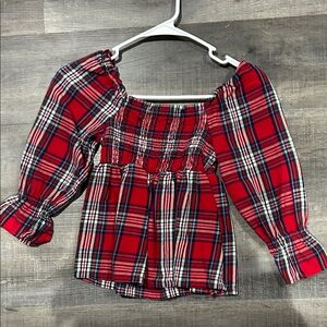 Crown & Ivy Red Plaid Blouse